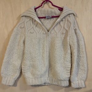 Avoca Handweavers wool zip front sweater. Small